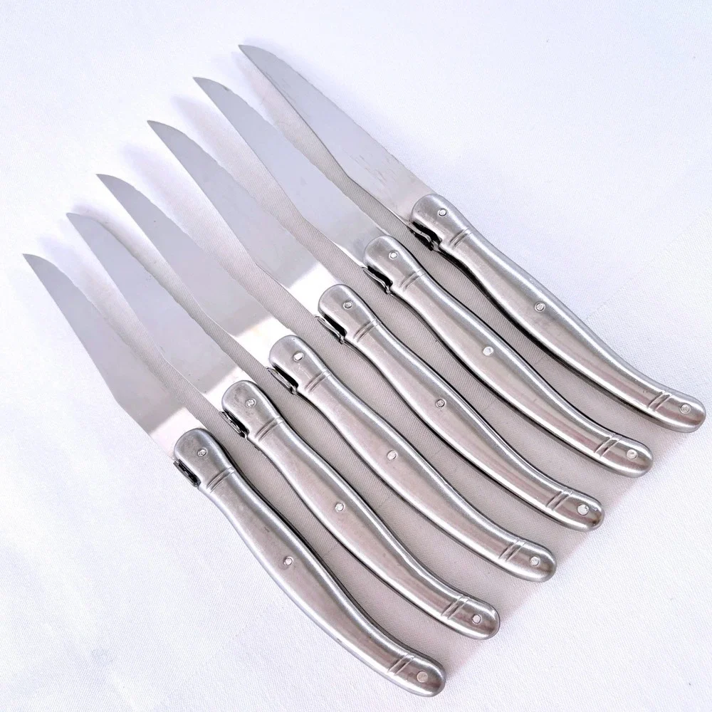 Barenthal Steak Knives Set of 6 Silver Stainless Steel Laguiole Style France